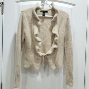 Marina Luna Cardigan Ruffle, Angora, Lambs Wool Sweater Medium